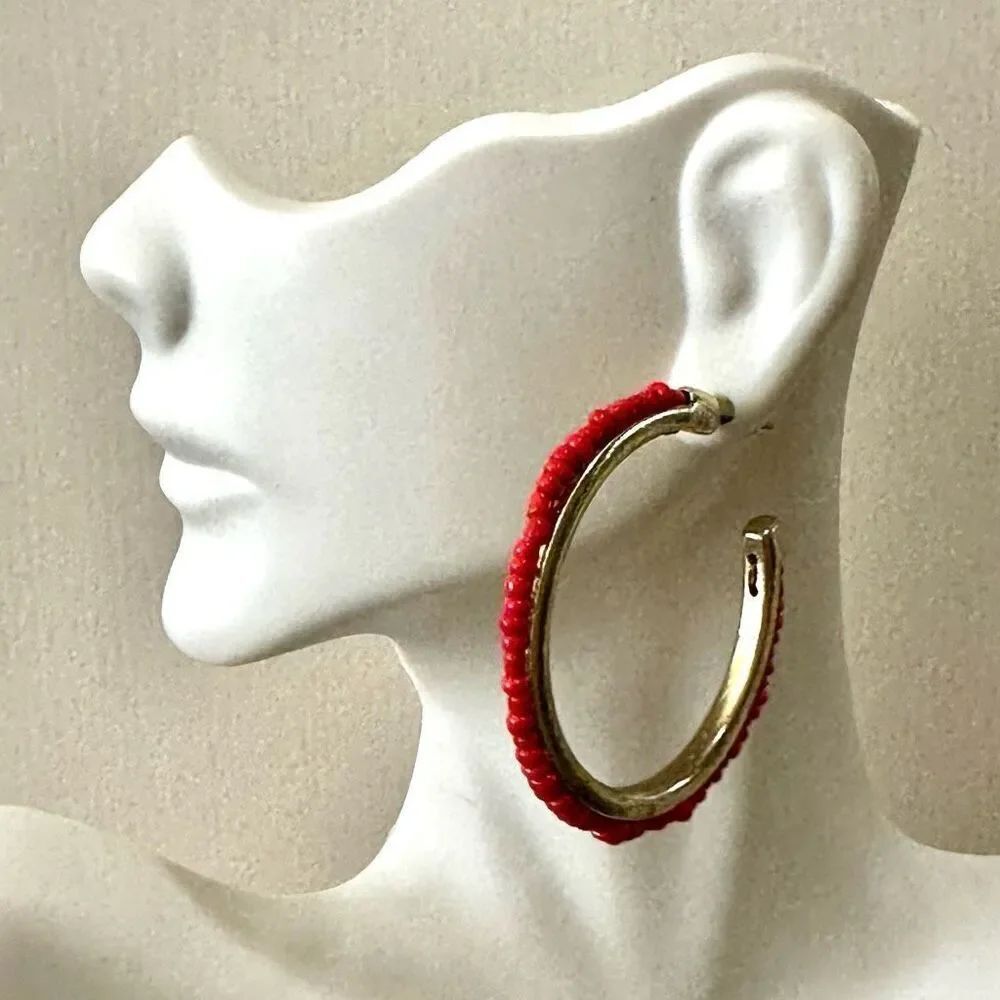 Orangeโbeaded hoopโearrings
